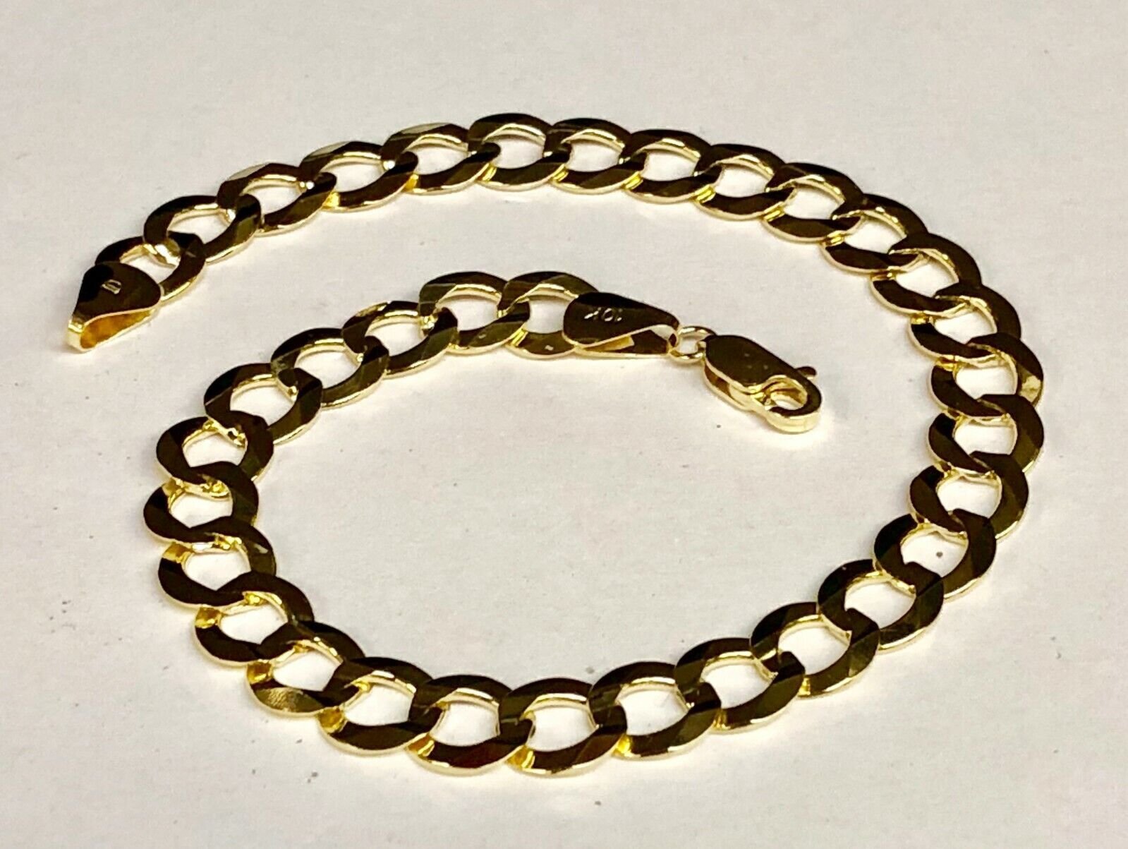 10k Solid Yellow Gold Mens Cuban Curb Link Chain Bracelet 8.5″ 8.2mm 11grams