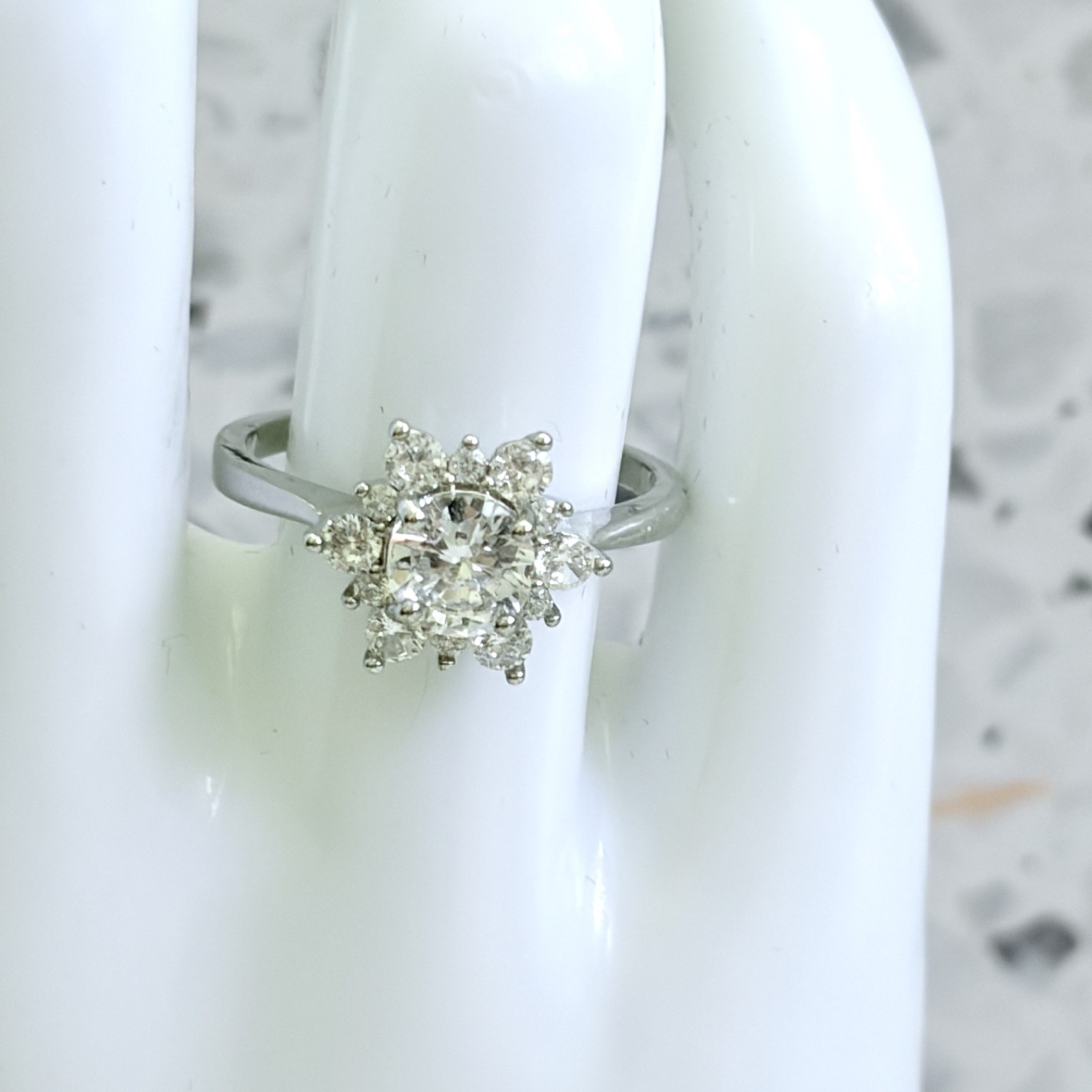 1.3 CT Round Cut 14k White Gold 925 Sterling Snowflake Halo Women’s Ring