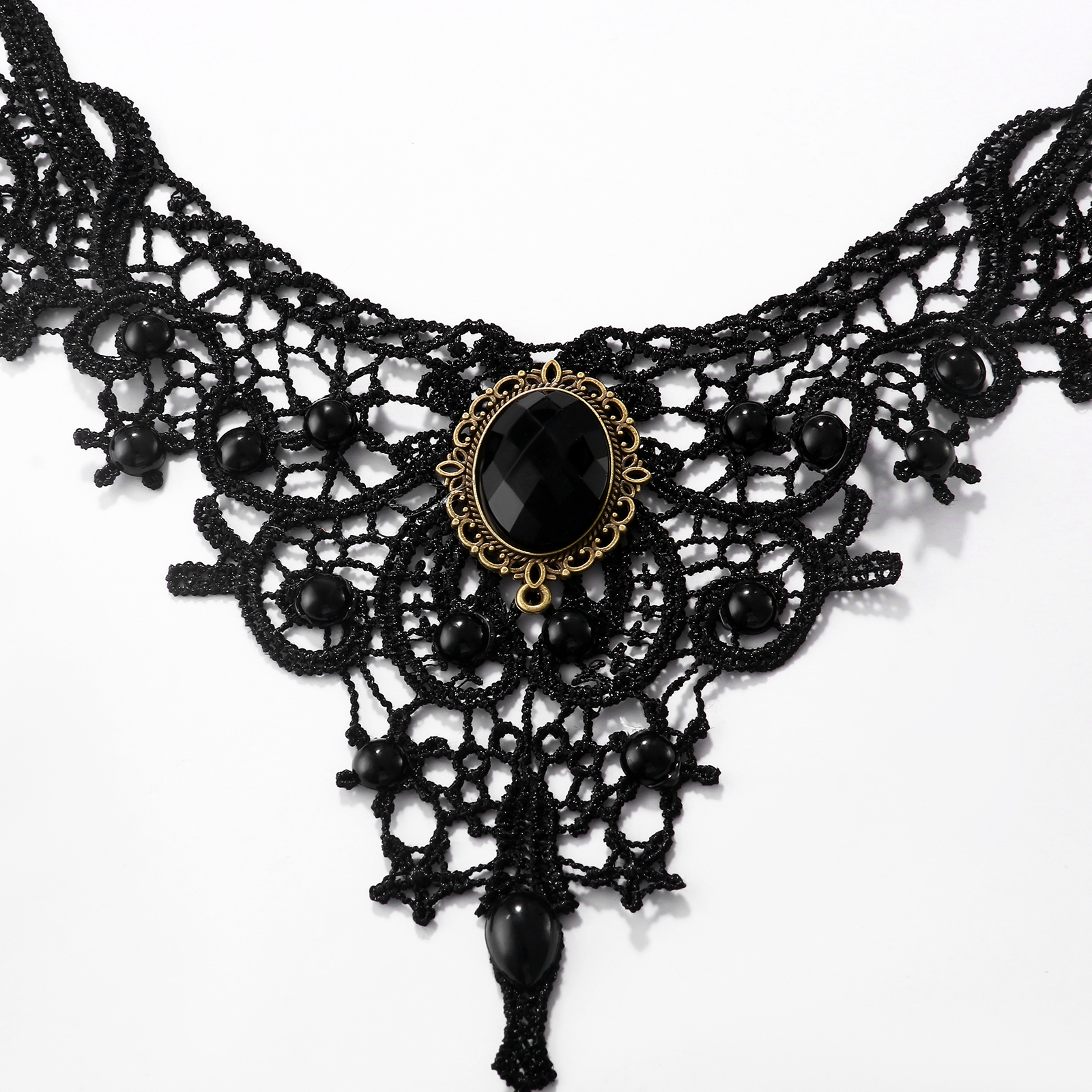 4pcs Women Gothic Retro Black Lace Wide Choker Victorian Vintage Collar Necklace