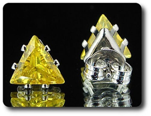 Topaz Yellow Earrings 2X6 Mm White Gold Plated 18K