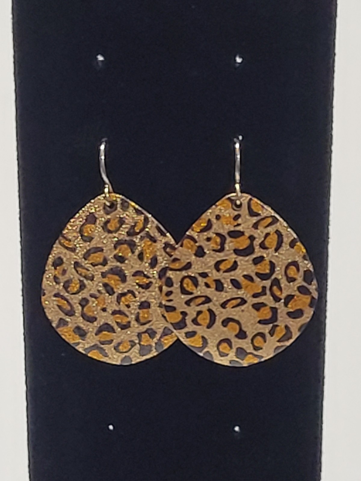 Leopard Print Goldtone Teardrop Hook Earrings Animal Fashion Costume Jewelry