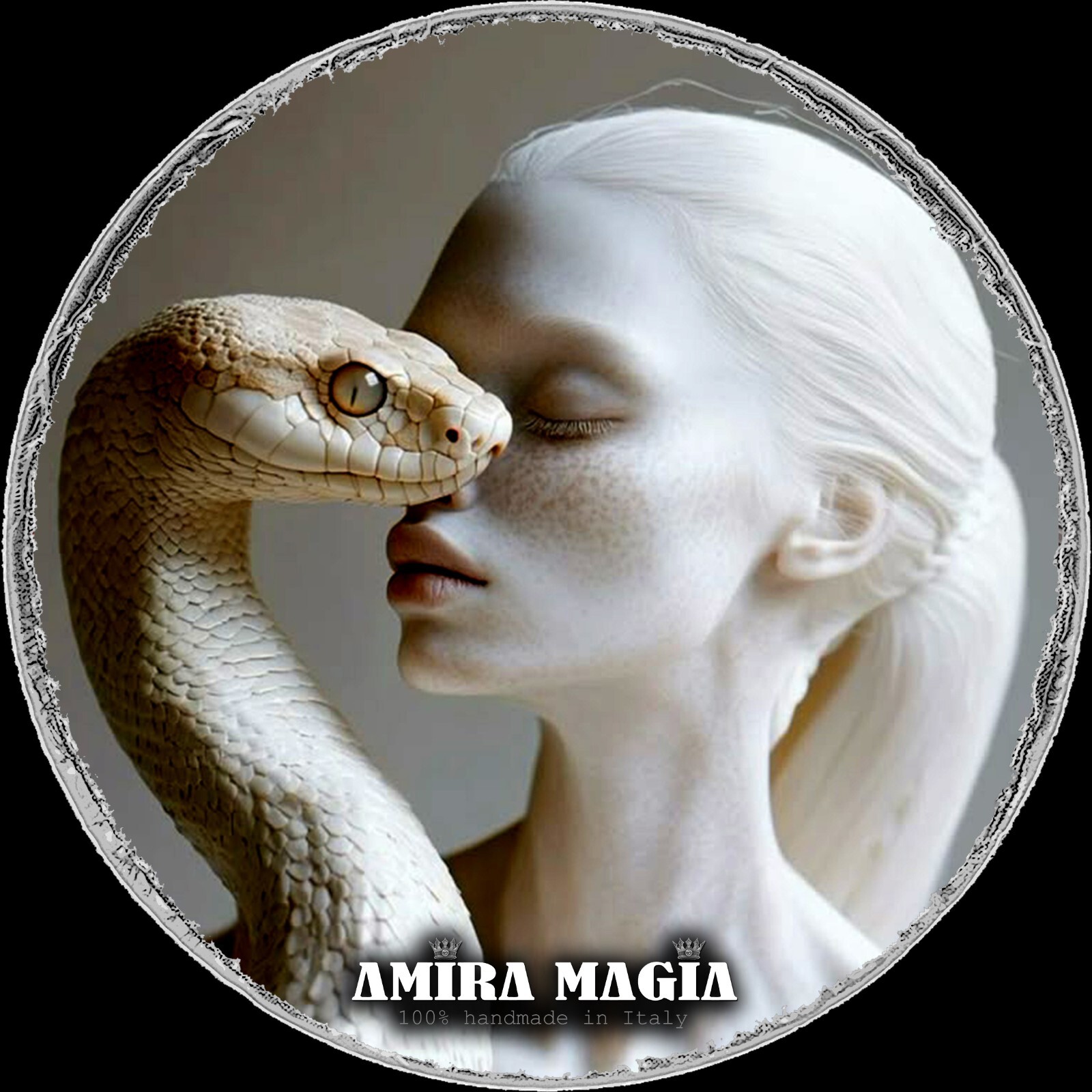 Uncut Gemstone Pendant Necklace Spirit Guide Witch White Snake Amulet Raw Stone