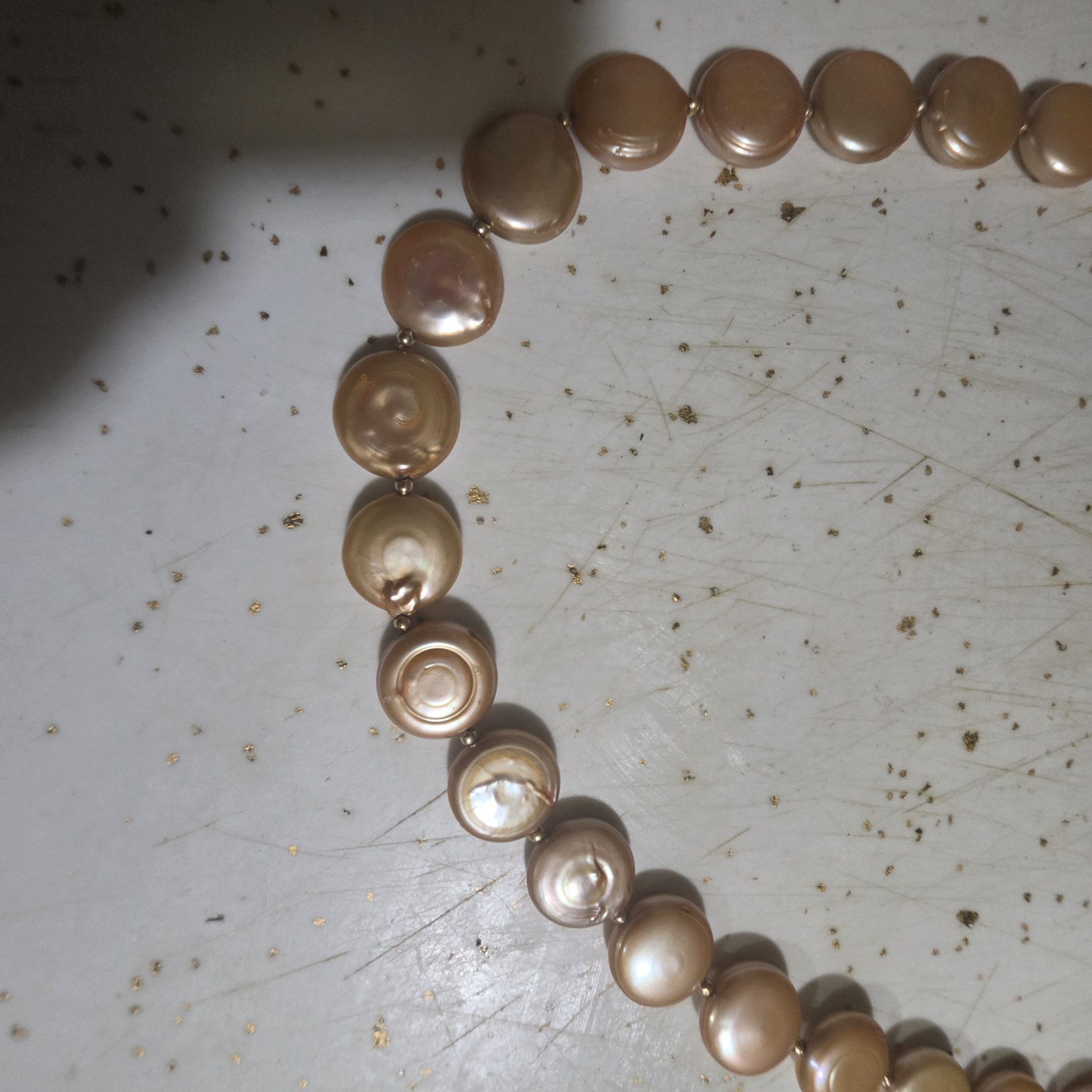 vintage 19in 14k/ freshwater coin pearl necklace