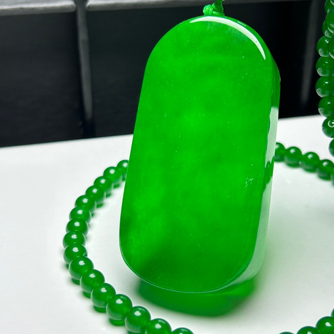 Certified Natural Ice Green jade Jadeite Carved Guanyin Pendant&Necklaces 站观音