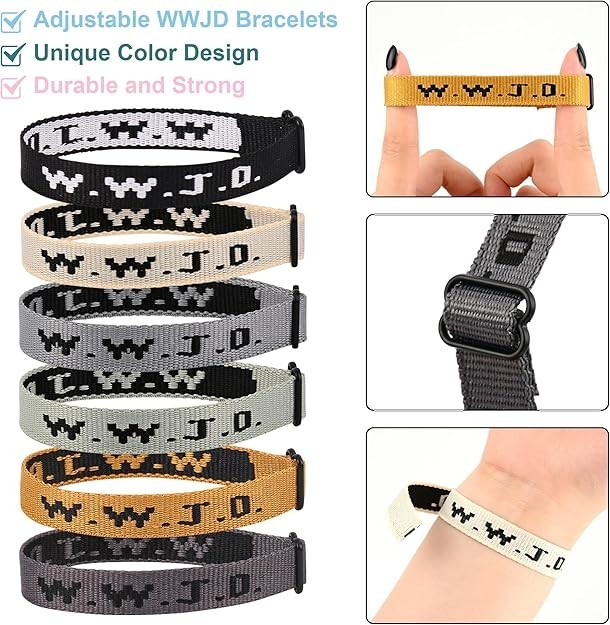 6PCS WWJD Adjustable Bracelets Pack Christian Gifts What Would Jesus Do Bands…