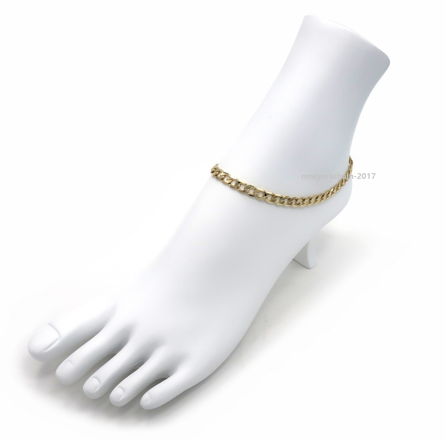 ITALIAN CUBAN LINK CHAIN ANKLET 6mm 10″ ANKLE BRACELET 14K GOLD PLATED