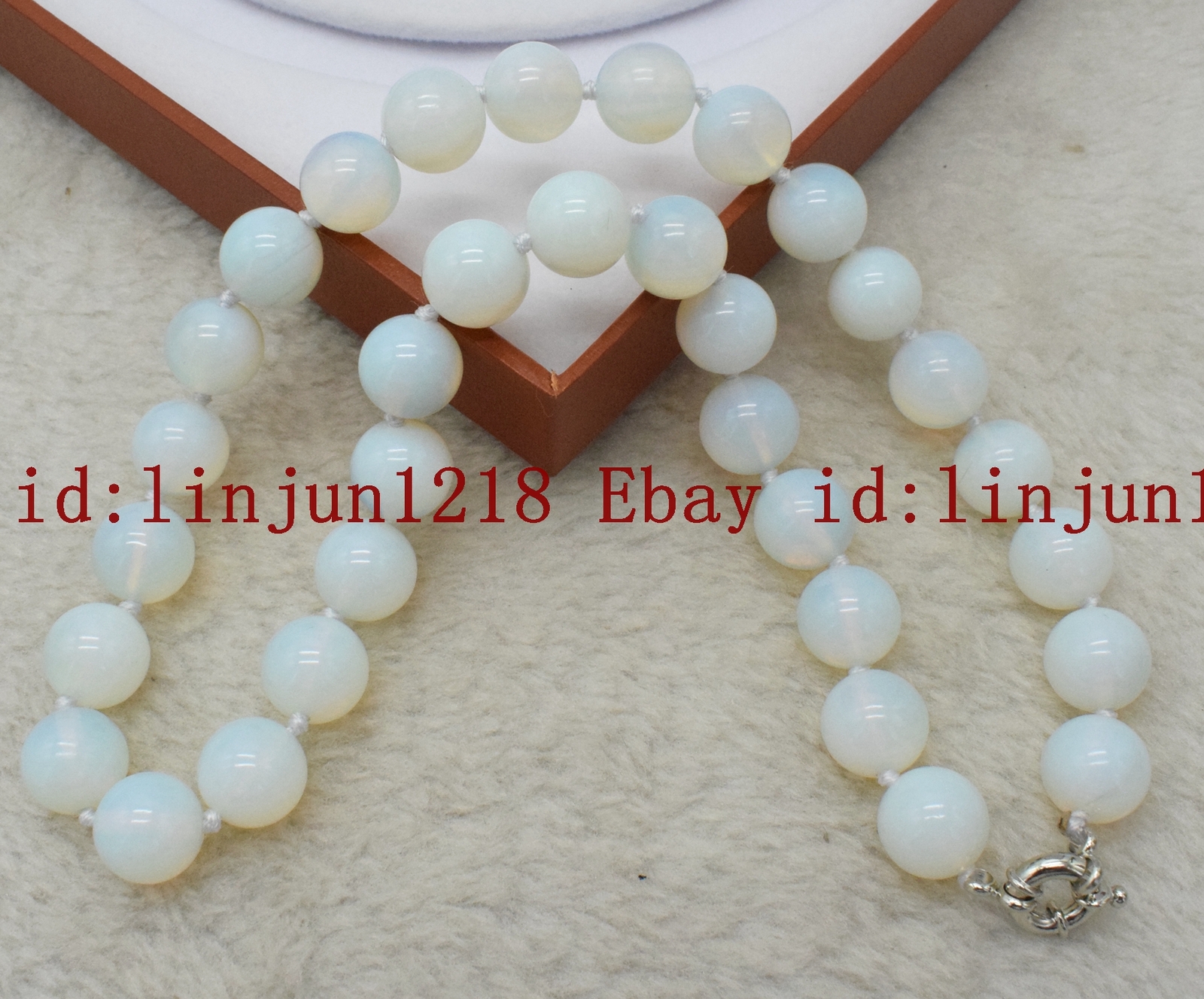 Natural 8mm 10mm 12mm White Opal Round Gemstone Beads Necklace 18” AAA