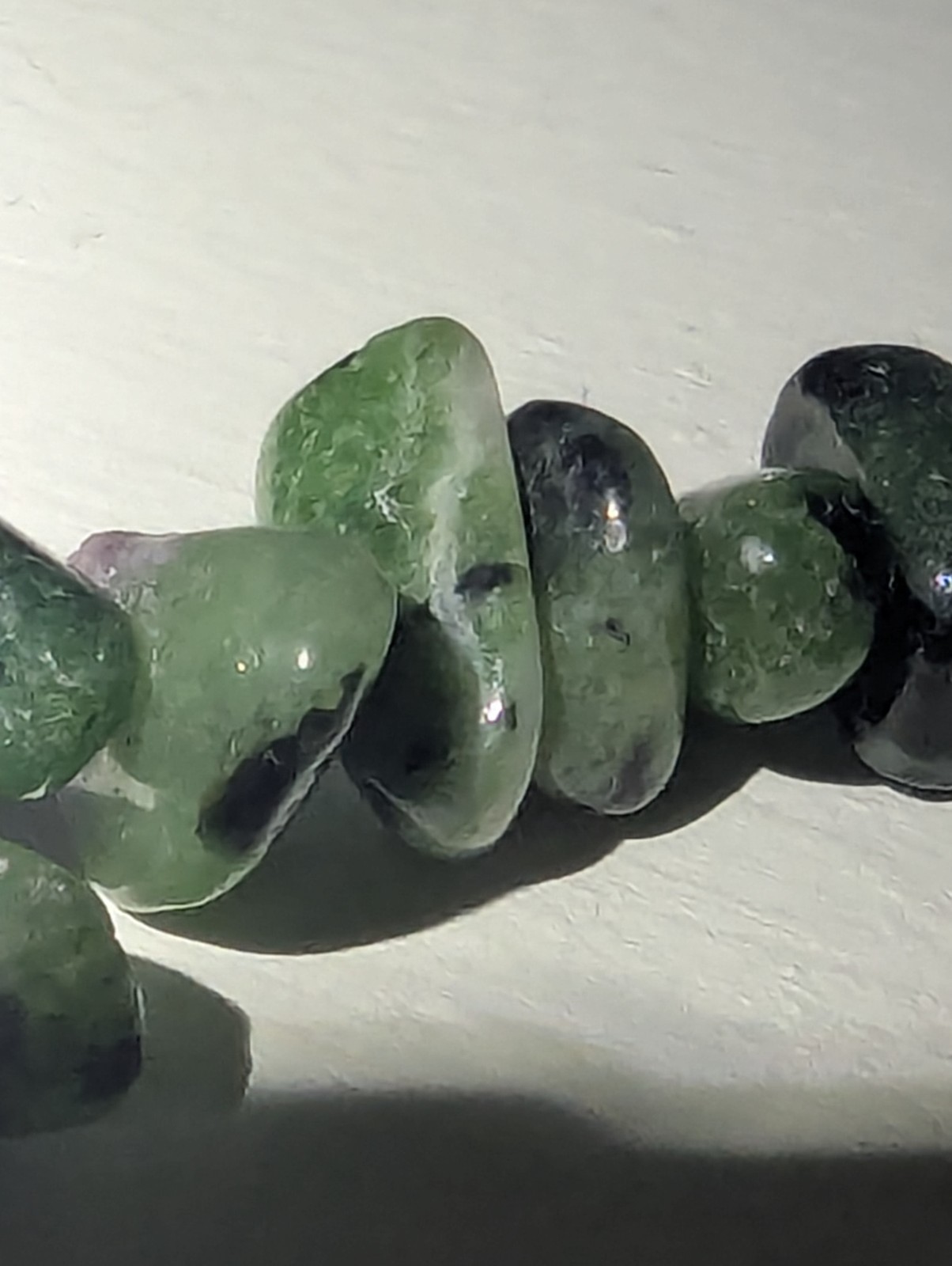 Ruby Zoisite Anyolite Chip Necklace 34″ Natural Gemstone Beaded Long Necklace