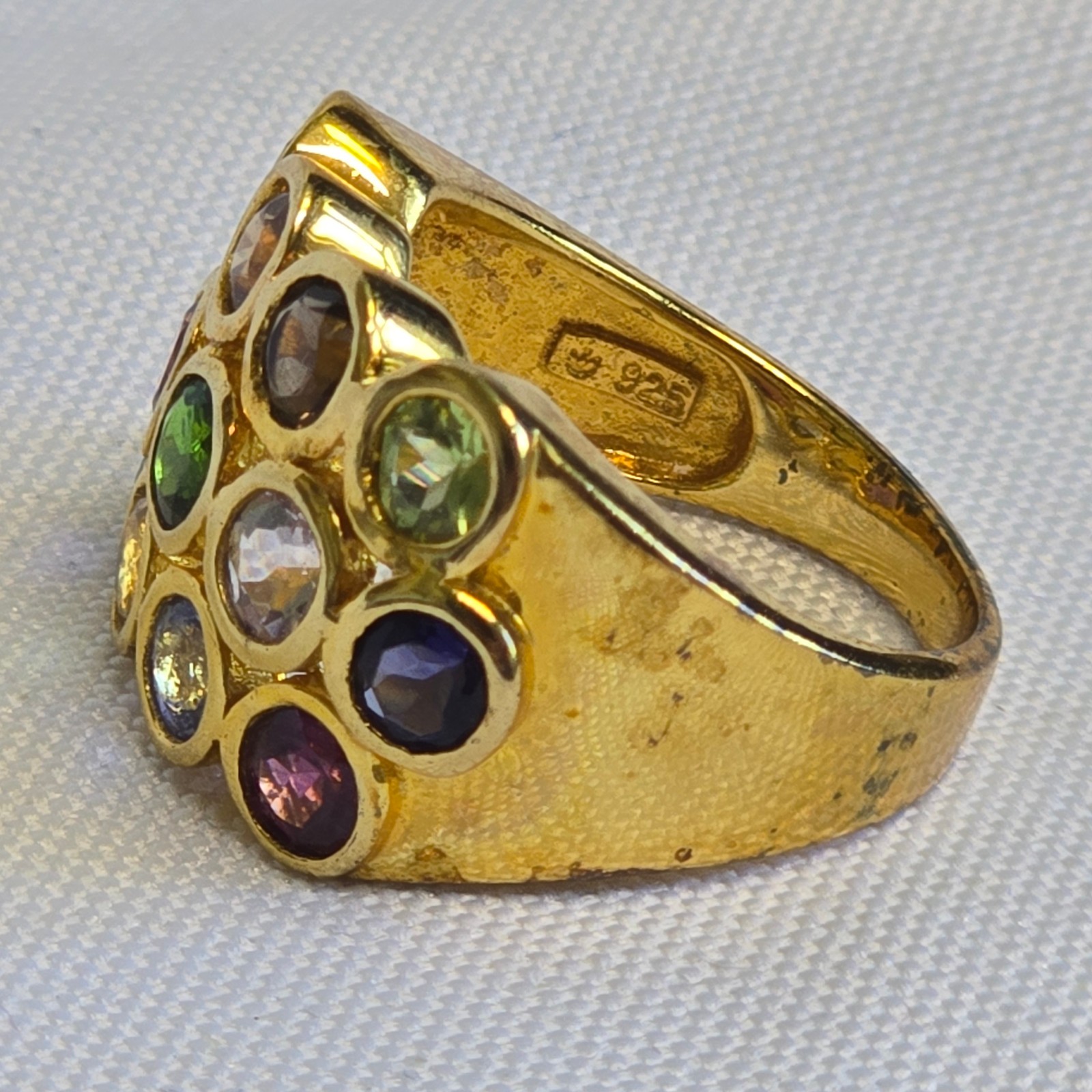Sterling Silver Ring 6.49g Fine Jewelry Size 8 Band Multicolor Stones *READ*