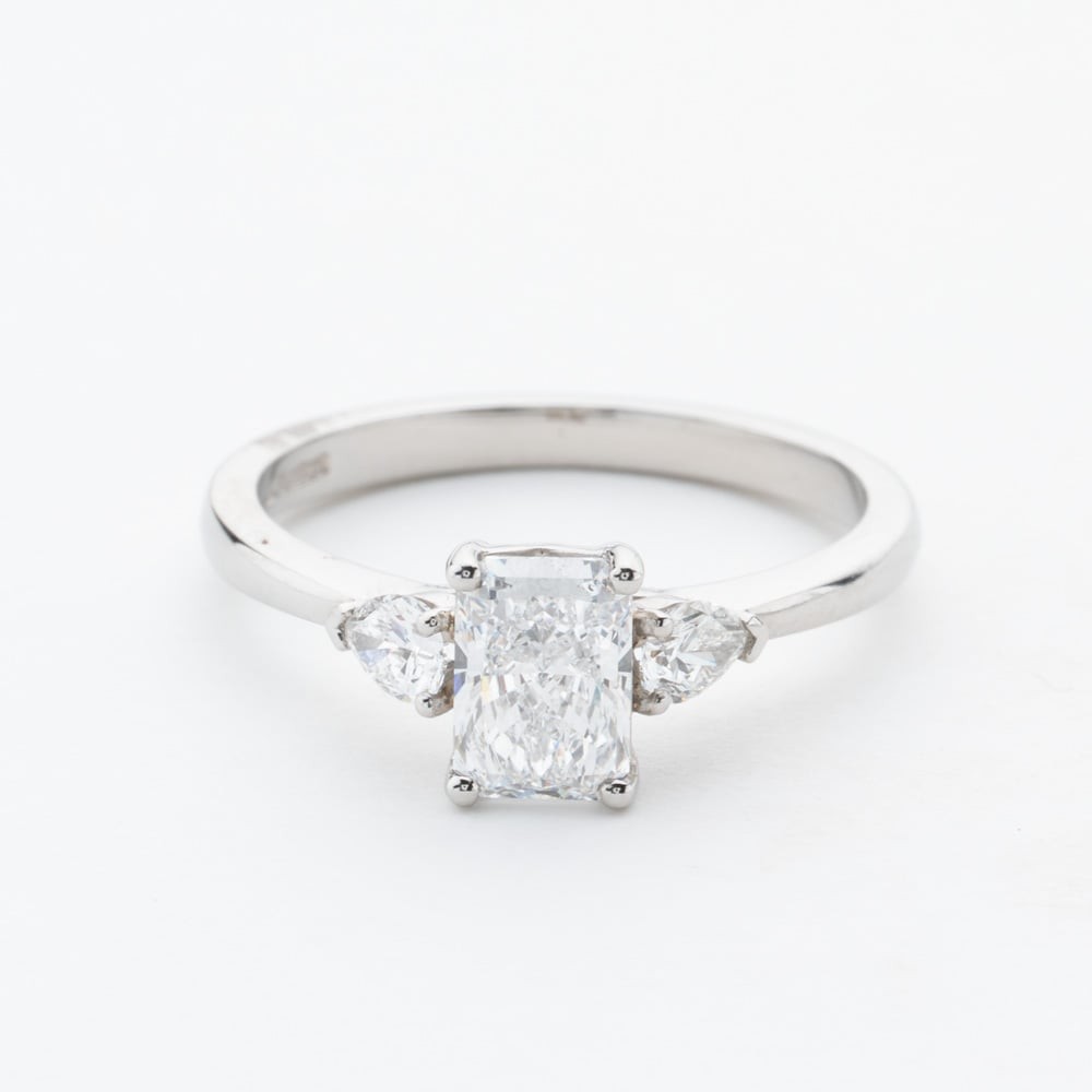 Platinum Certified 0.96ct Multi Cut Diamond Three Stone Ring RN11731