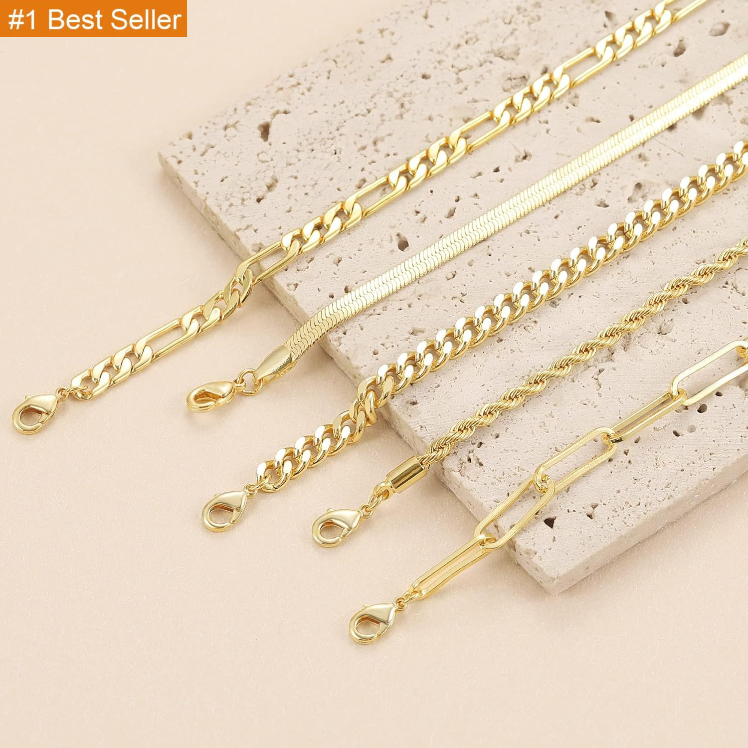 Dearmay Gold Bracelets for Women Waterproof, 14K Gold Plated Minimalist Bracelet