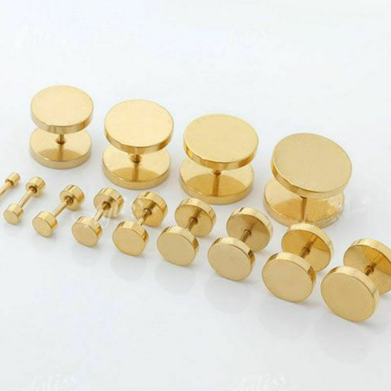 Stainless Steel Unisex Men Women Barbell Stud Earrings Punk Ear Piercing Plugs
