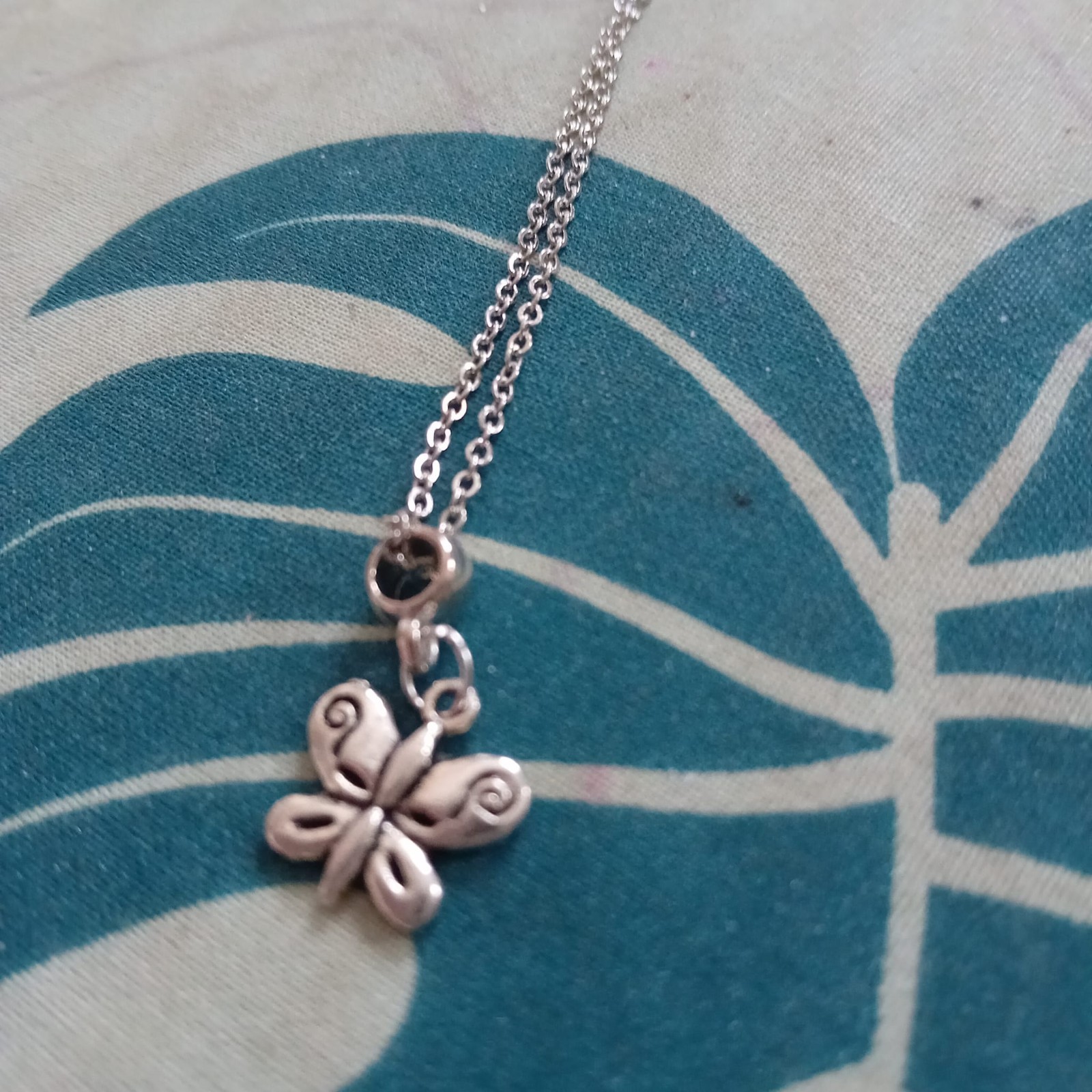 Silver Plated Butterfly Charm Pendant Necklace, Silver Cable Chain Lobster Clasp