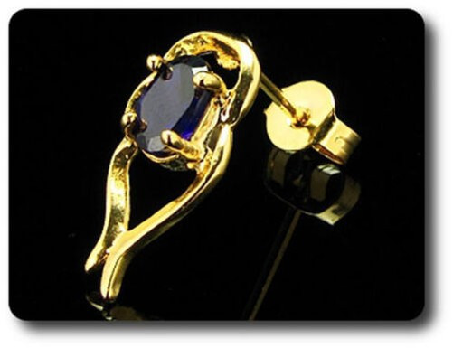 Earrings Amethyst 0 3/32×0 9/32in Gold Plated 18 K