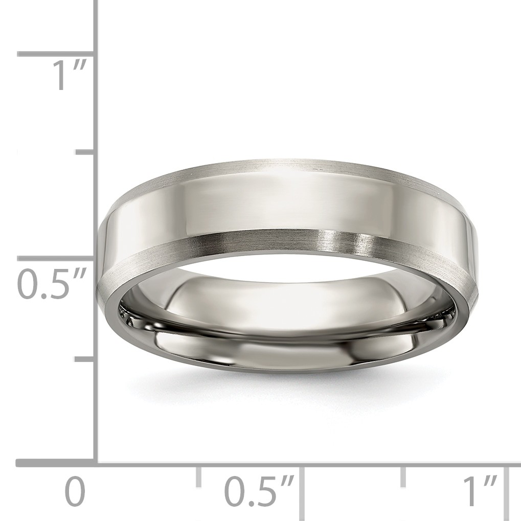 Chisel Titanium Brushed and Polished 6mm Beveled Edge Band TB111