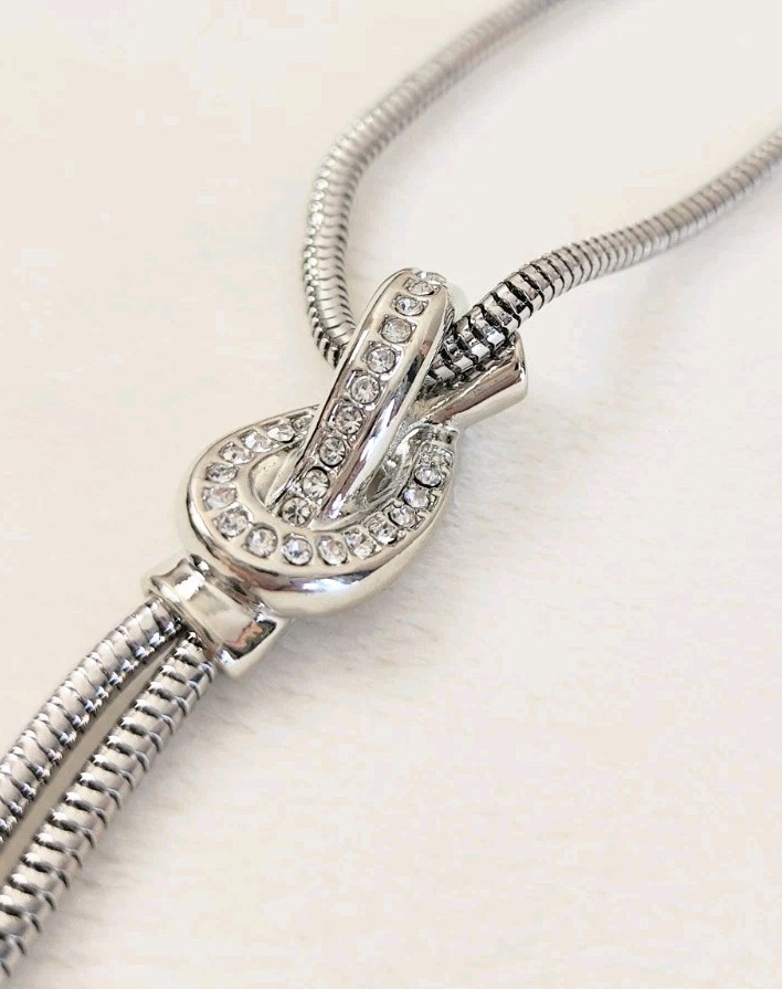 NEW! Vince Camuto Lariat Necklace Long Knot Silver Toned Layer Chain Western