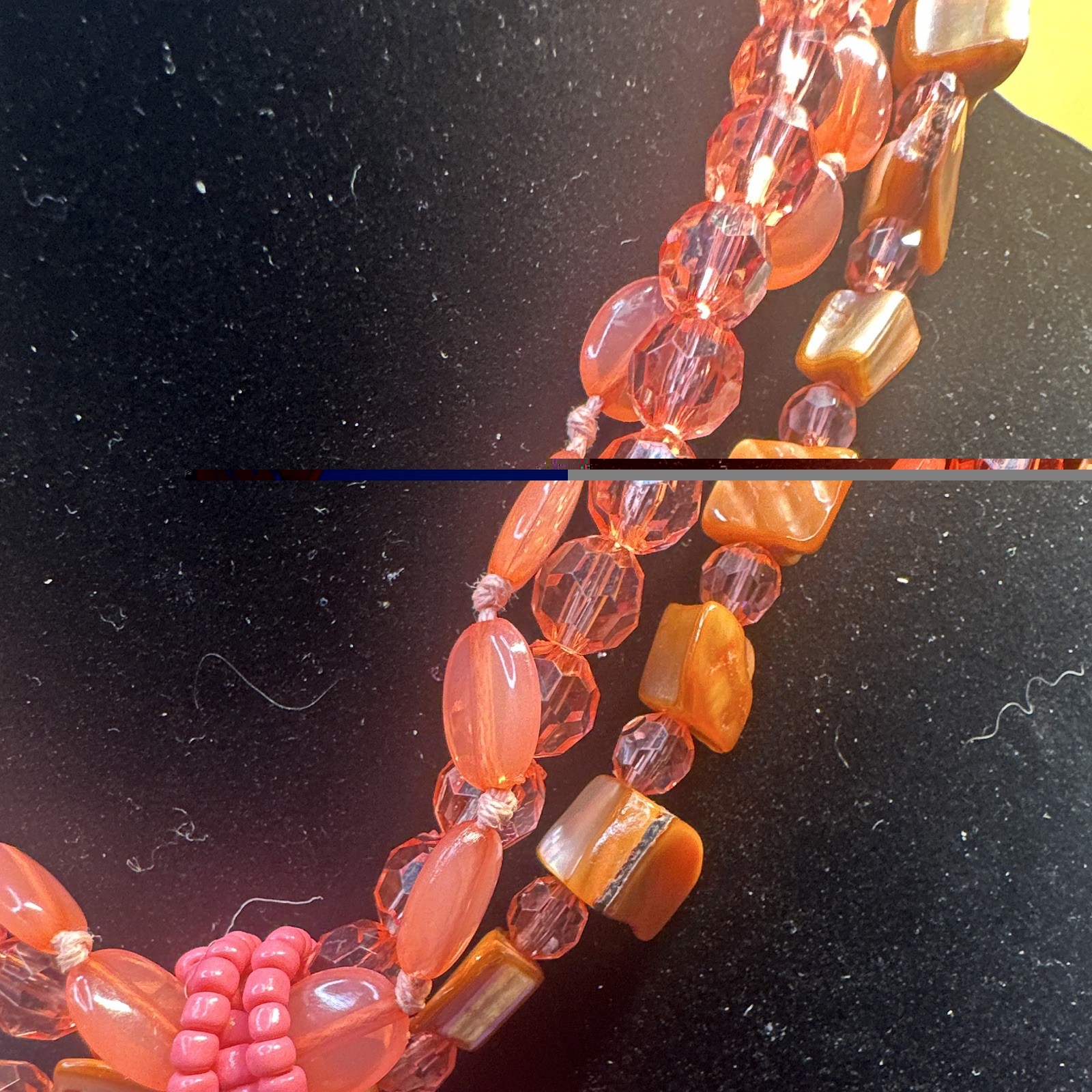 Pink Shell Beaded Statement Necklace, Round Charm Pendant, Adjustable Lobster