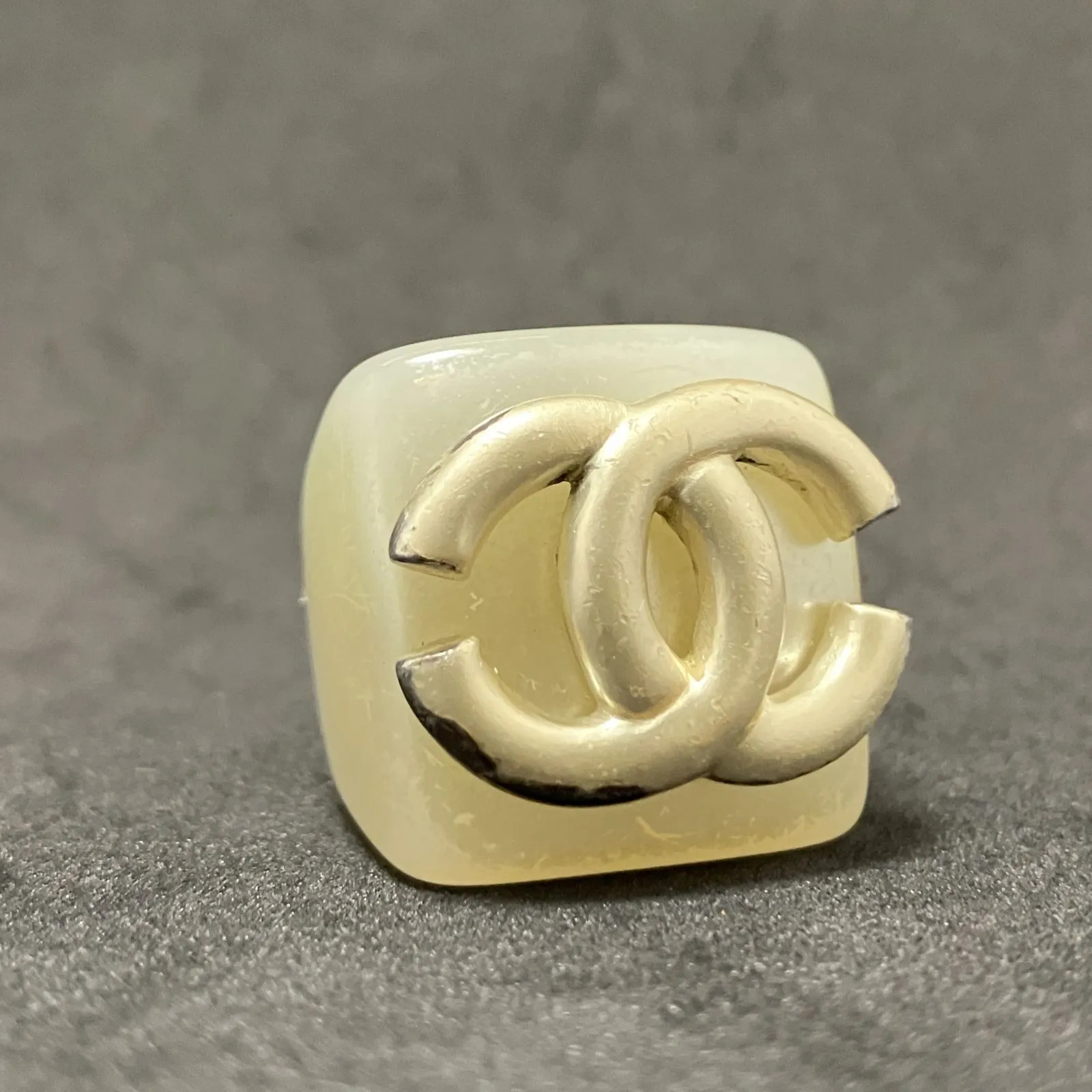 Chanel Coco Mark Ring Ivory Tone Size 12