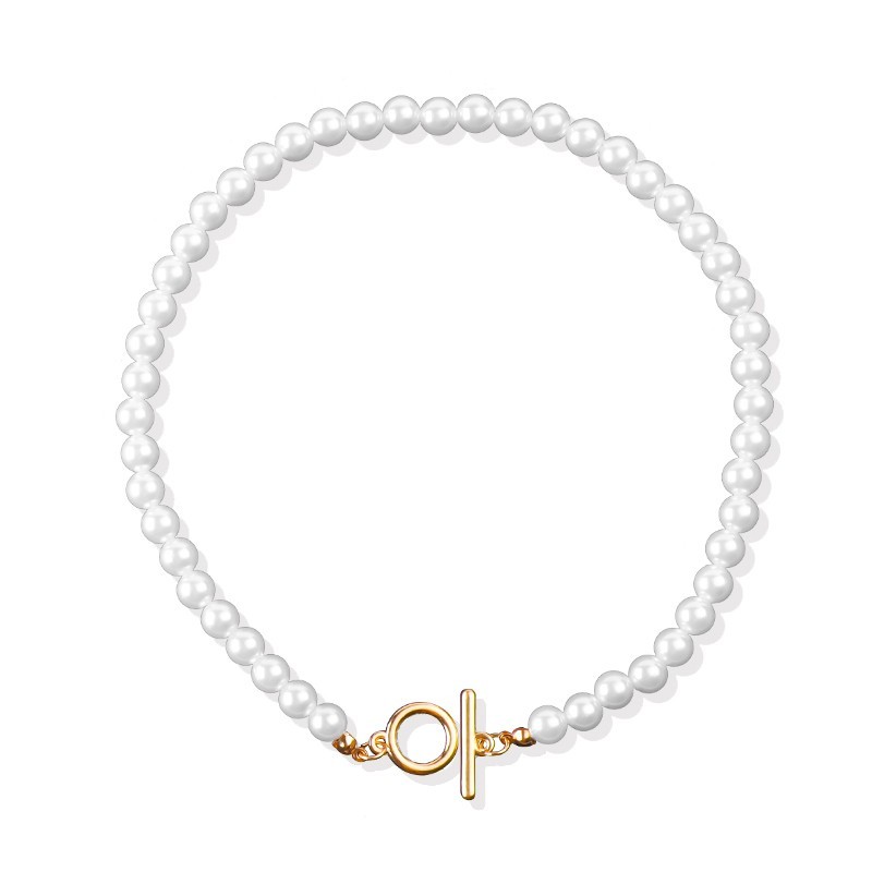 Retro Pearl Drop OT Buckle Pendant Necklace Vintage Women Fashion Jewelry Gift