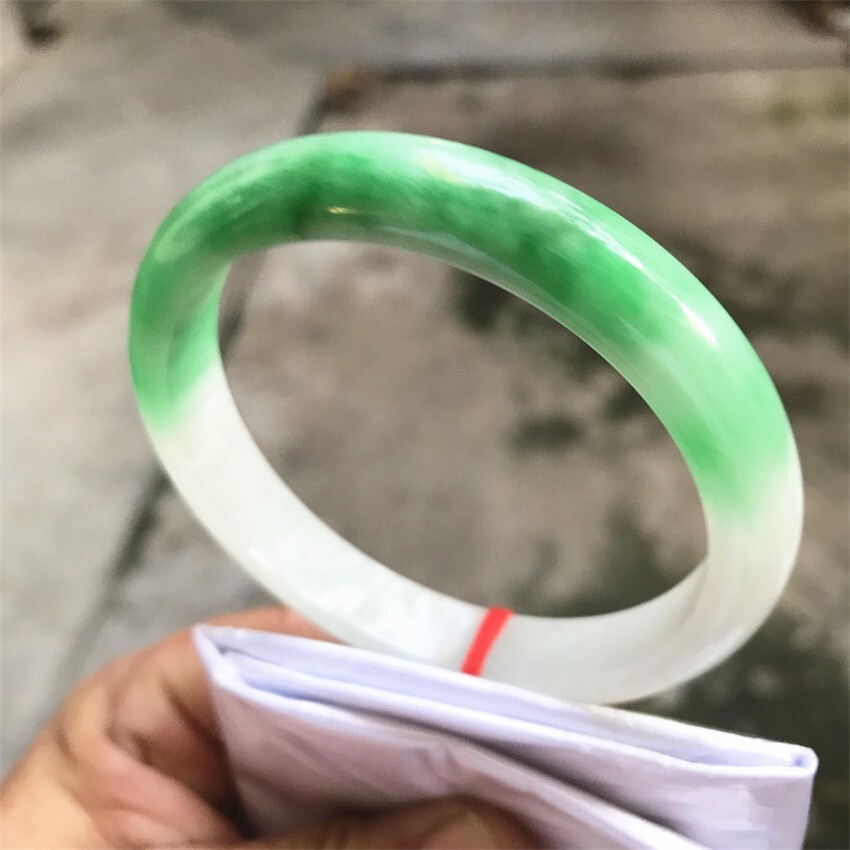 60mm Natural Green Jadeite Jade Bracelets Burma Emerald Jade Bracelet Bangle