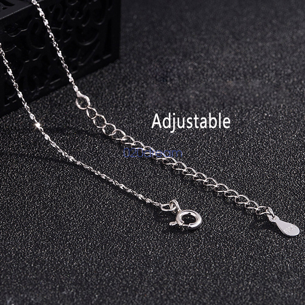Real 925 Sterling Silver Necklace 1.2MM Starry Chain Extend Adjustable Stamped