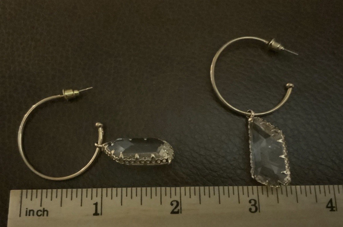 Anthropologie Clear Hoop Crystal Earrings Transparent Stud Gold Geometric Boho