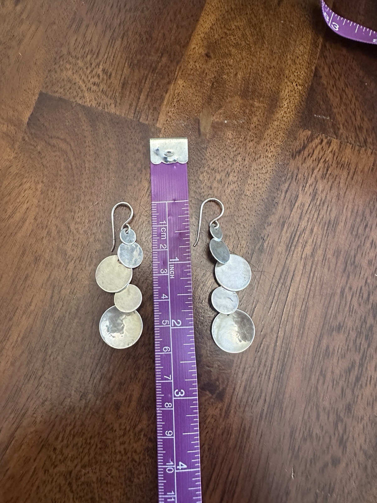 Four Circle Drop Earrings Silver Fun Dressy Casual Everyday