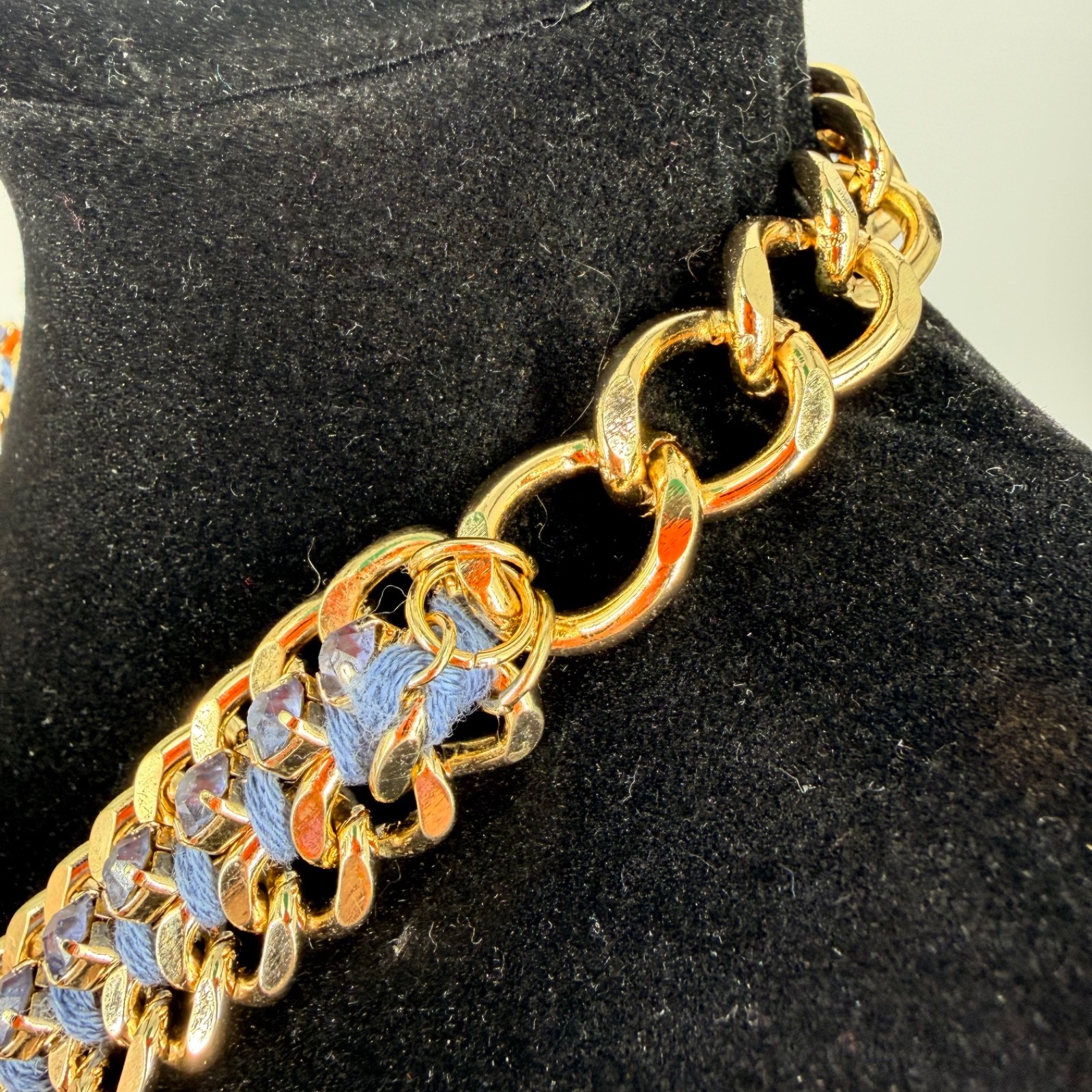 Betsey Johnson Blue Purple Butterfly Statement Necklace Gold Tone Star Charms
