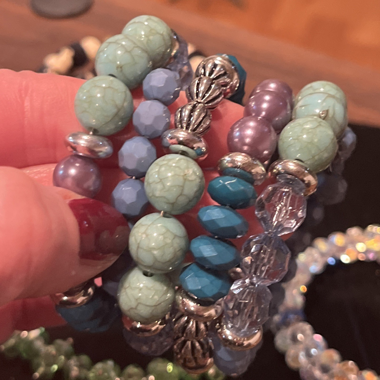 Women’s Beaded bracelets Lot 10 Piece Set Mixed Materials Multicolor Fashion
