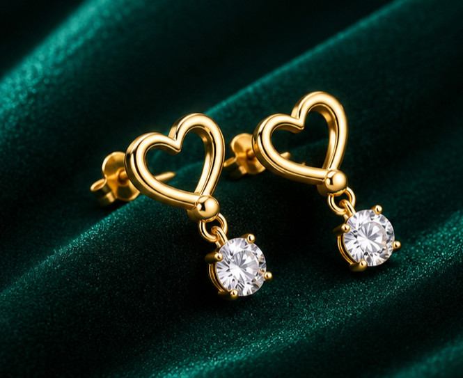 3ct Round Cut Simulated Diamond Dnagle /Drop Earrings 14k Yellow Gold Plated