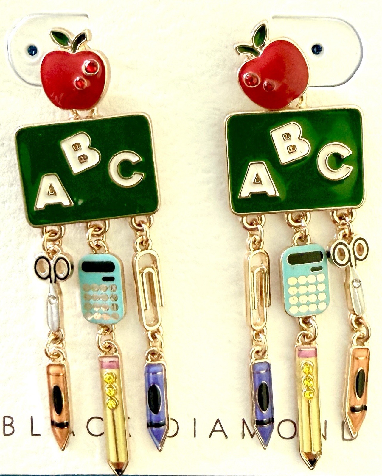 New School Supplies Dangle Earrings Teacher Gift 1st Year Class Gold Back To