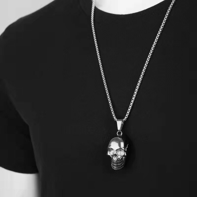 Skeleton Skull Pendant Necklaces Earrings Set Ghost Head for Couple Hip Hop Jewe