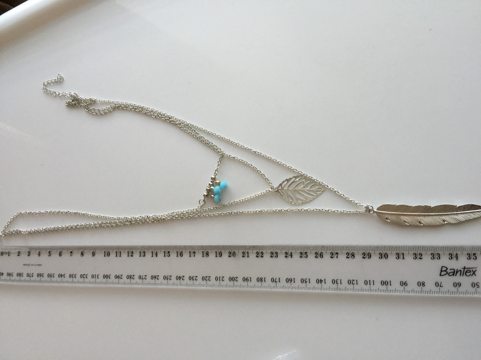 Fashion Women Girl Lady Bohemian Silver color leaf 3 Layers Necklace Pendant
