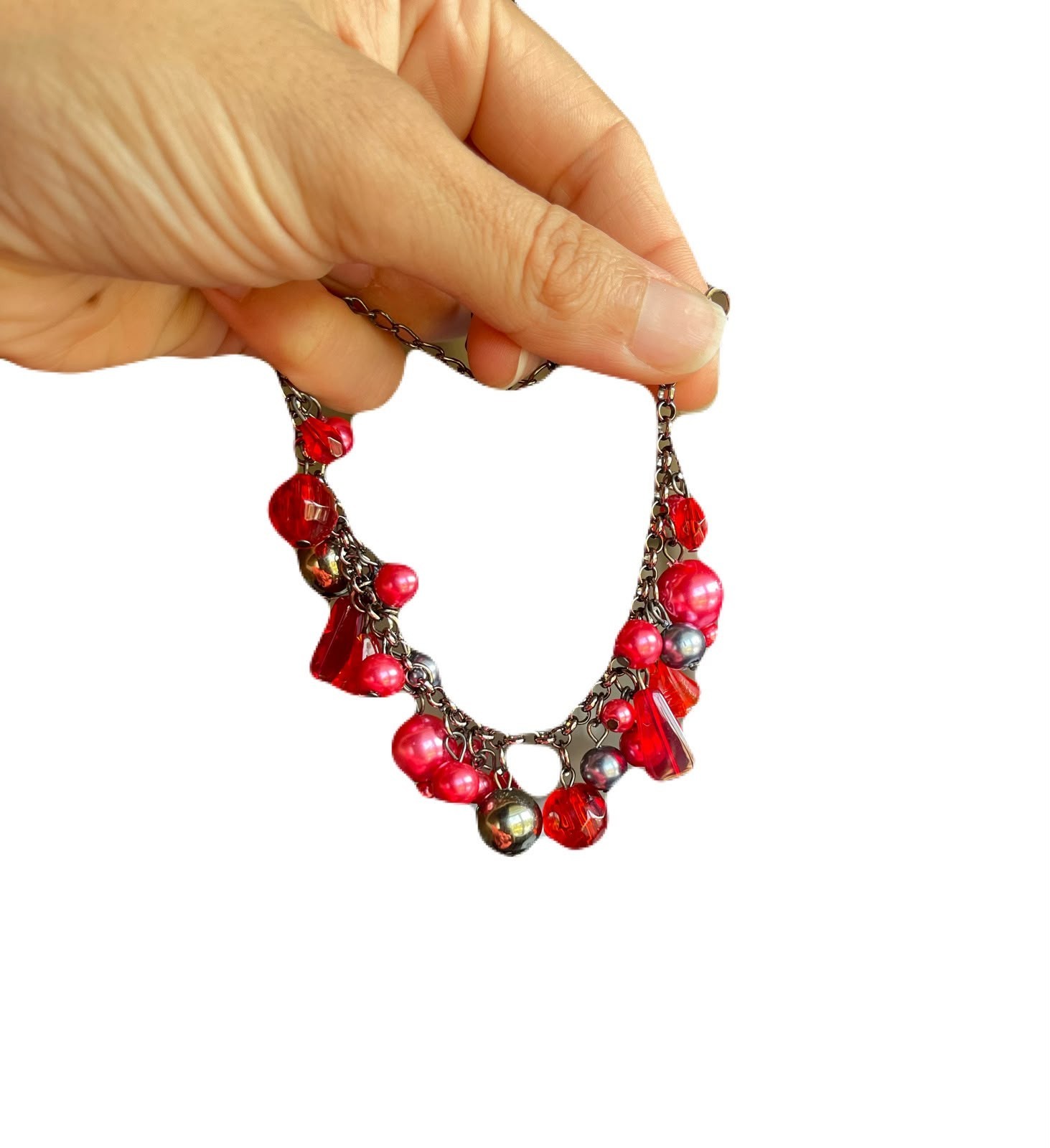⁠Boho Red Beaded Charm Anklet Vintage Style Ankle Bracelet