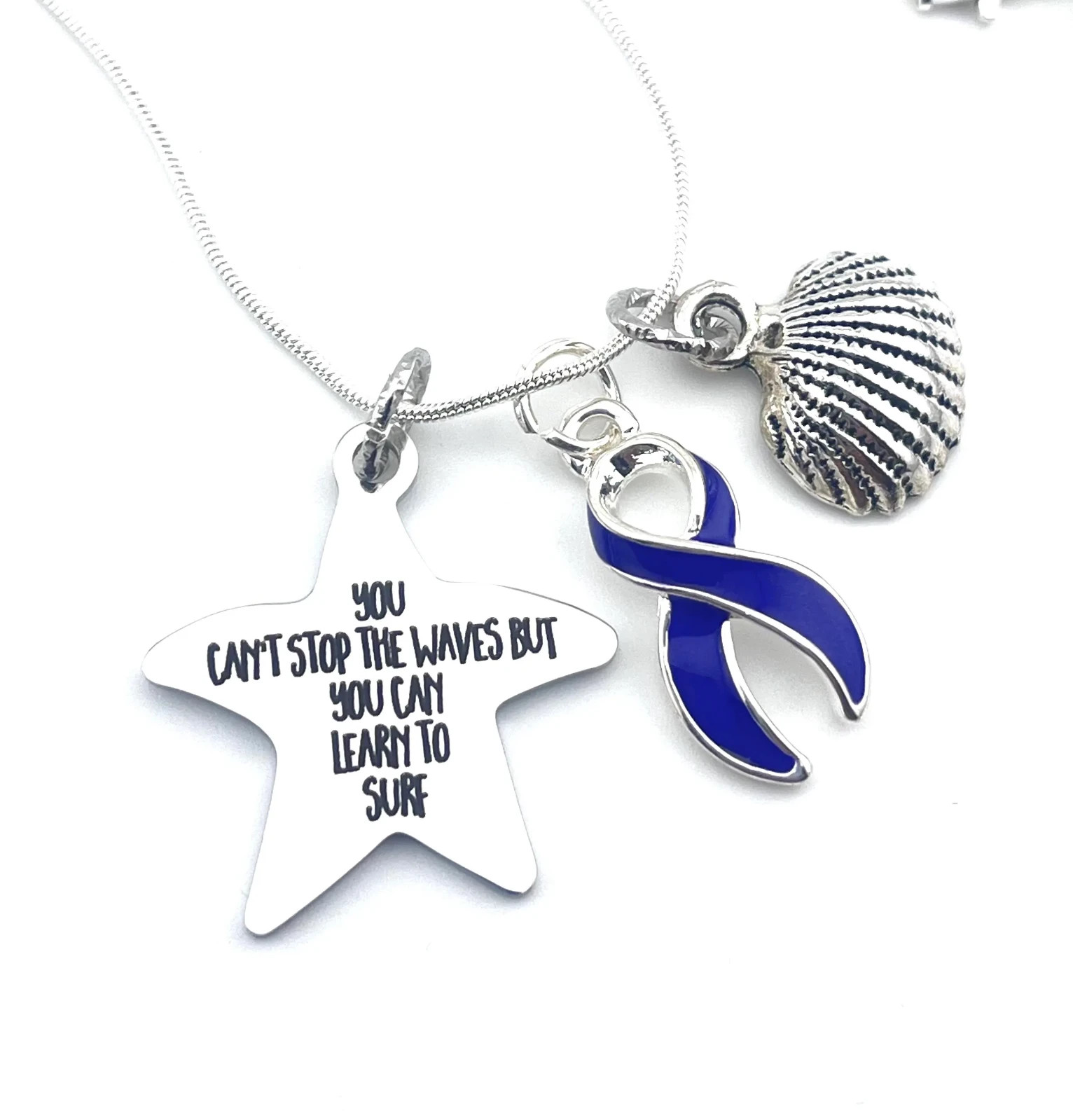 You Can’t Stop the Waves But You Can Learn to Surf Awareness / Survivor Necklace