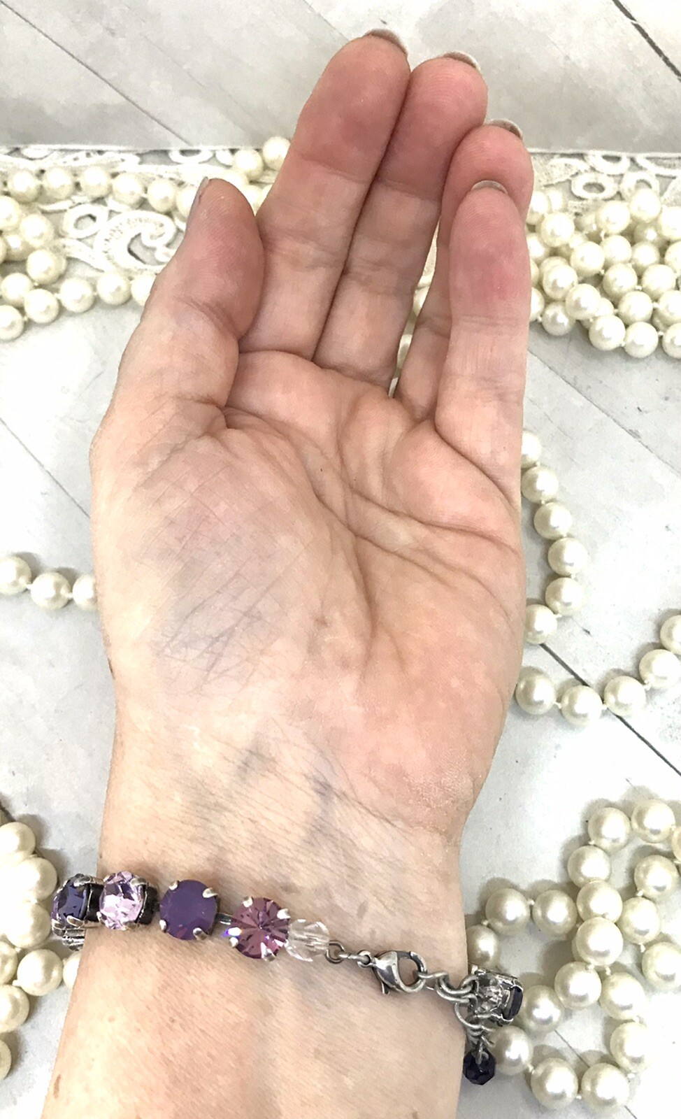Purple Amethyst Opal Cup Chain Bracelet, Purple Amethyst Opal Tennis Bracelet