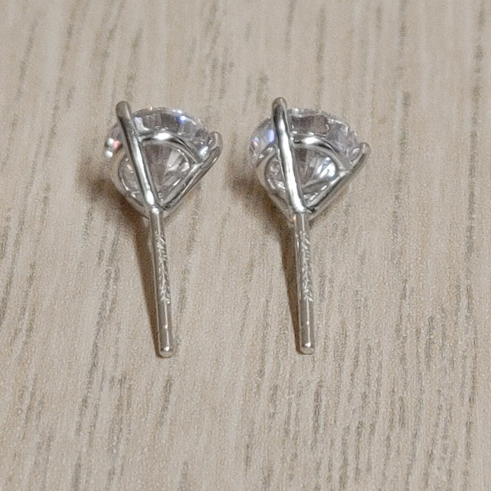 Sterling Silver Cubic Zerconia Stud Earrings Clear Round 925 NWOT