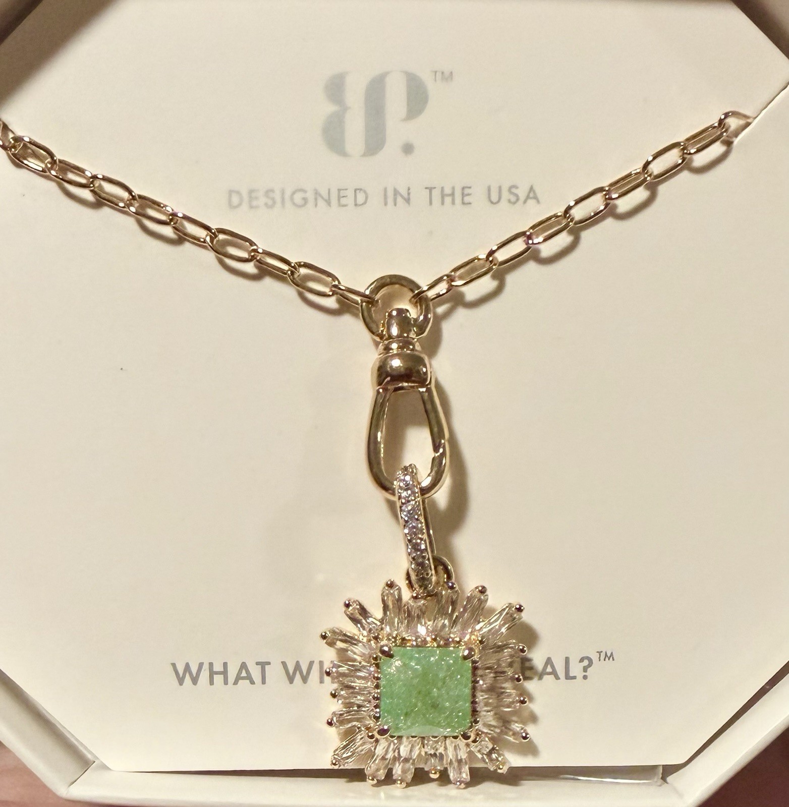 Bomb Party NK53693 Never Not Beaming Pale Green Ice Crystal Gold Plating