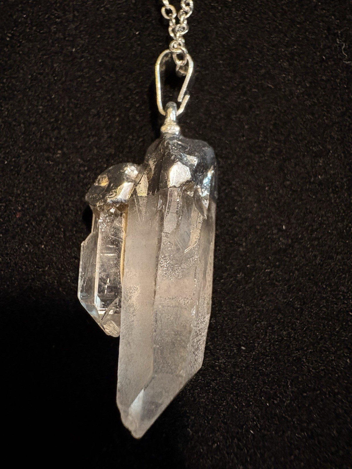 Raw Quartz Double Point Crystal Pendant Necklace