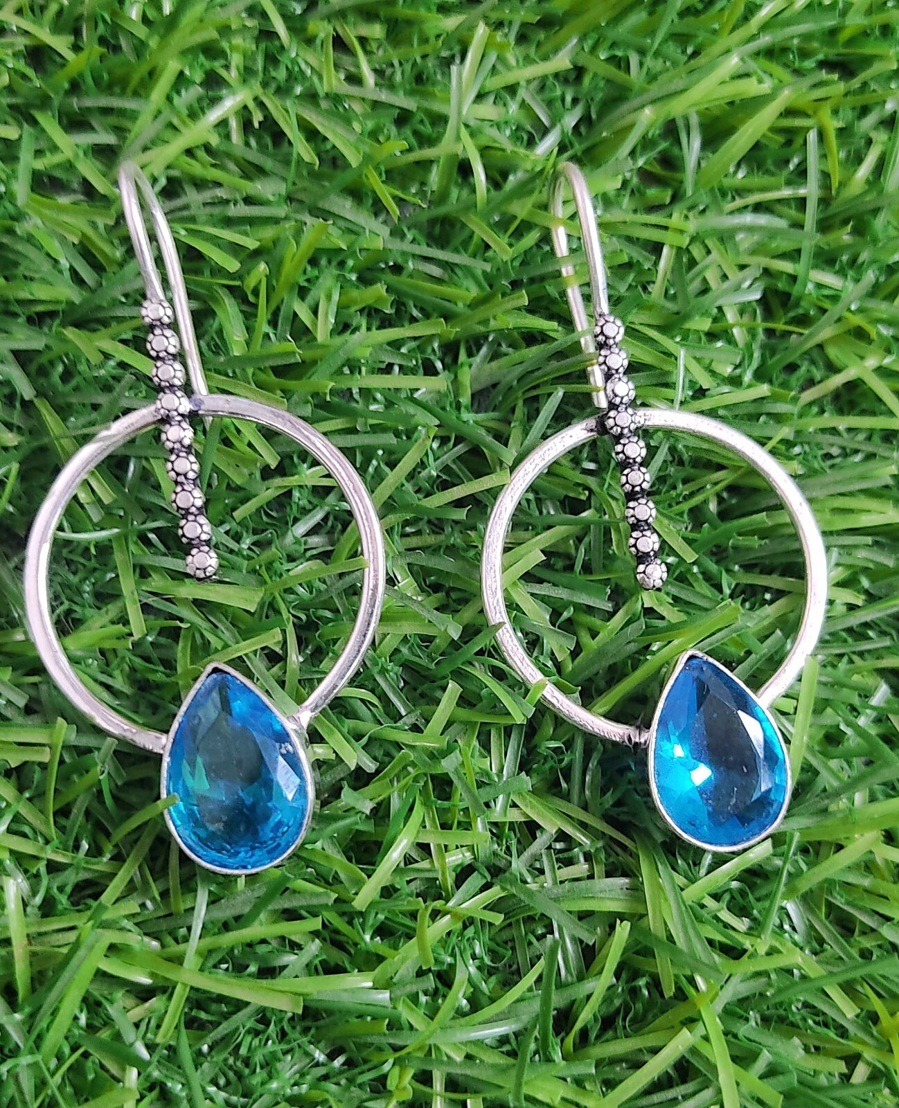 Swiss Blue Topaz Earring 925 Sterling Silver Earring Gemsttone Earring For Her