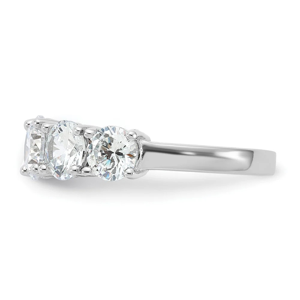 Sterling Silver Rhodium-Plated CZ 5-Stone Ring
