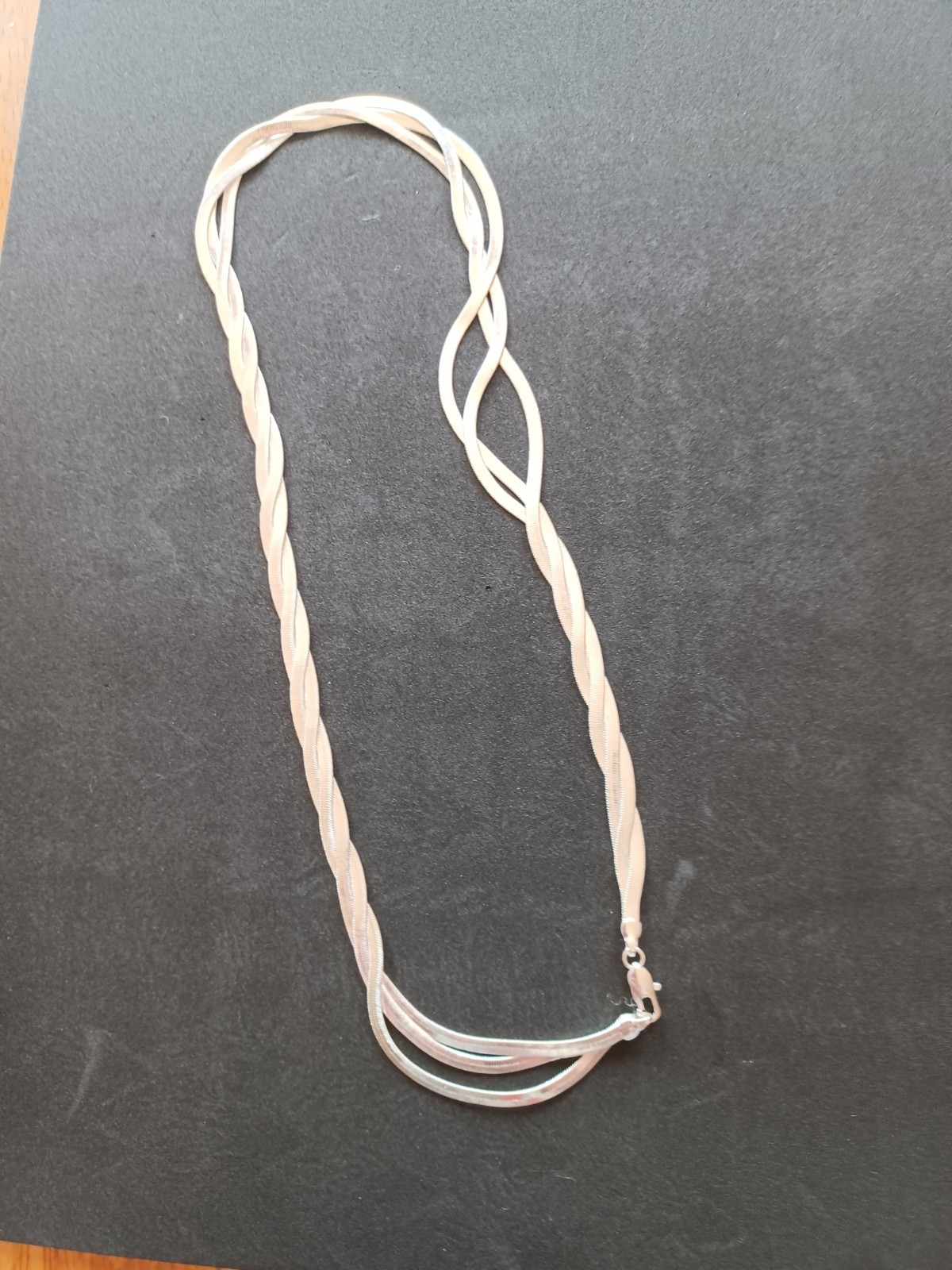 Vintage High-Shine Braided Herringbone Chain Necklace
