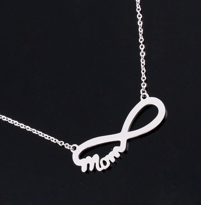 Infinity Symbol Love MOM Stainless Steel Women Ladies Girls Pendant Necklace PE8