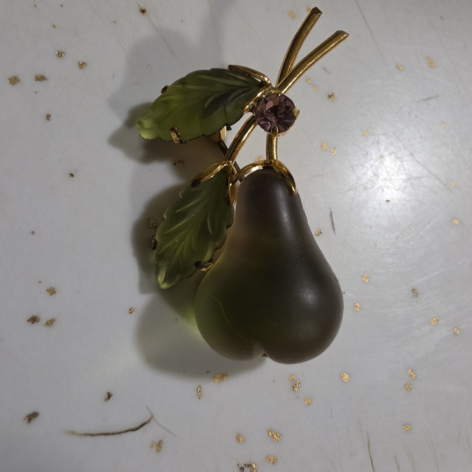 vintage Austria forbidden glass fruit brooch