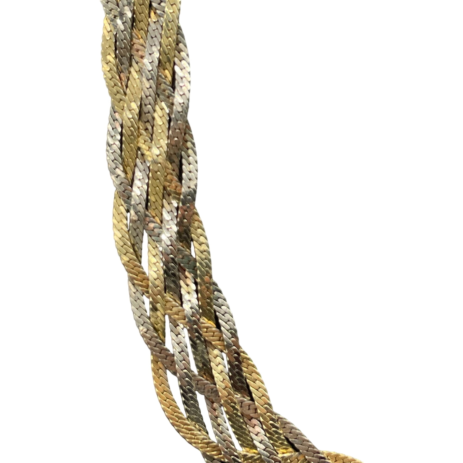 Herringbone Braided Chain Necklace Silver and Gold Tone Elegant Classic