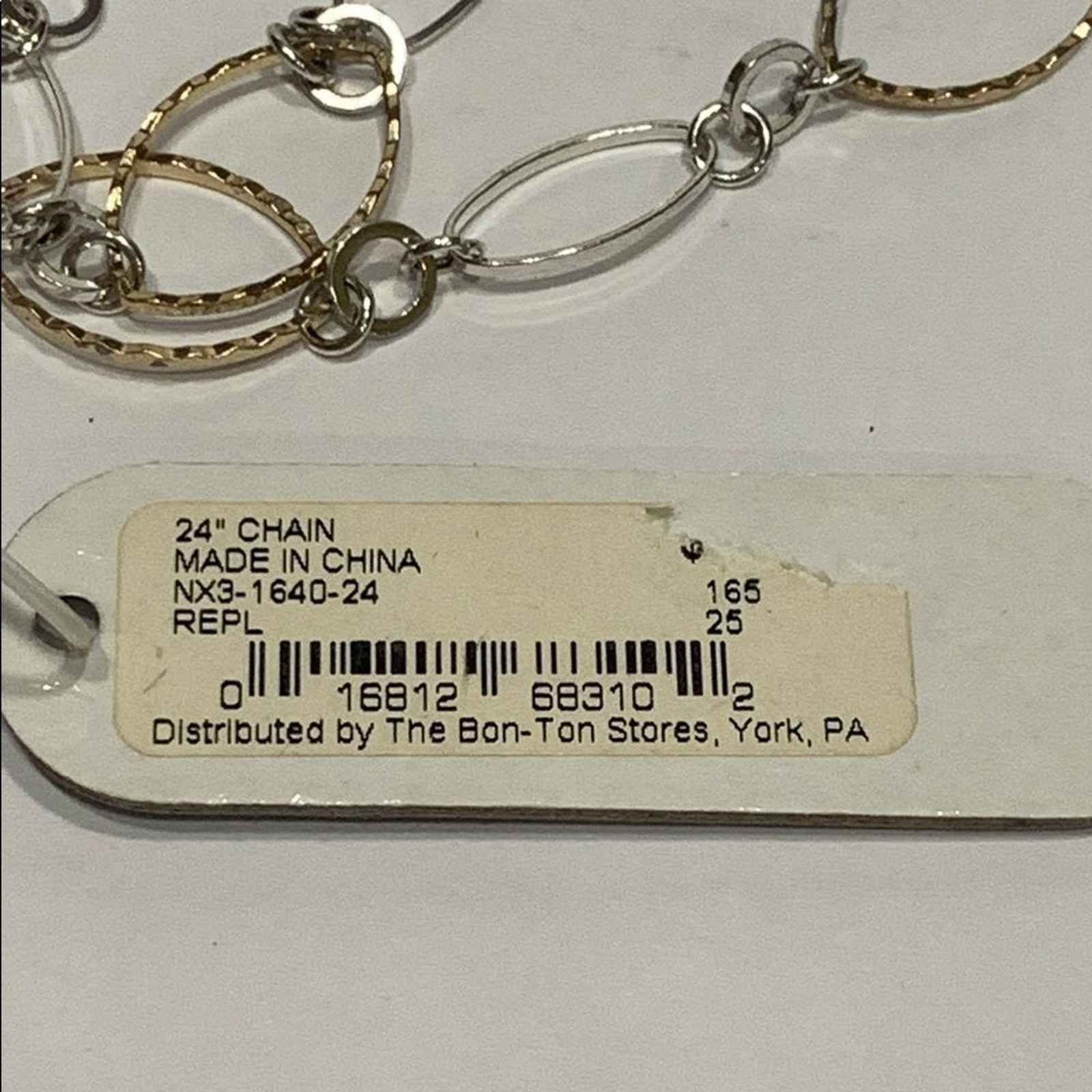 Relativity Two-Tone Gold and Silver loop chain Necklace 24” New NWT