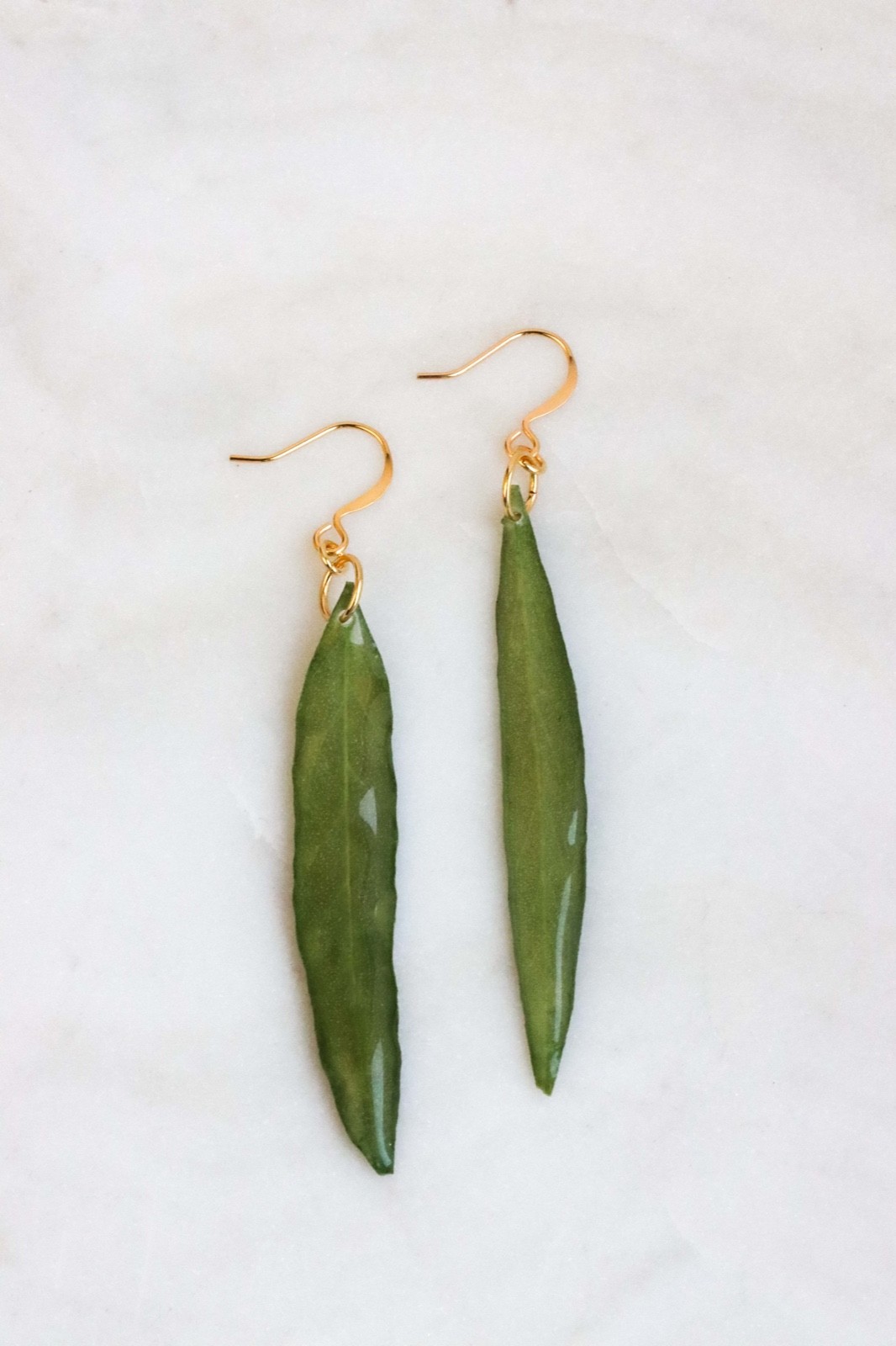 Olive Leaf Earrings, Real Green Leaves Drop Earrings, Nature Inspired Jewelry
