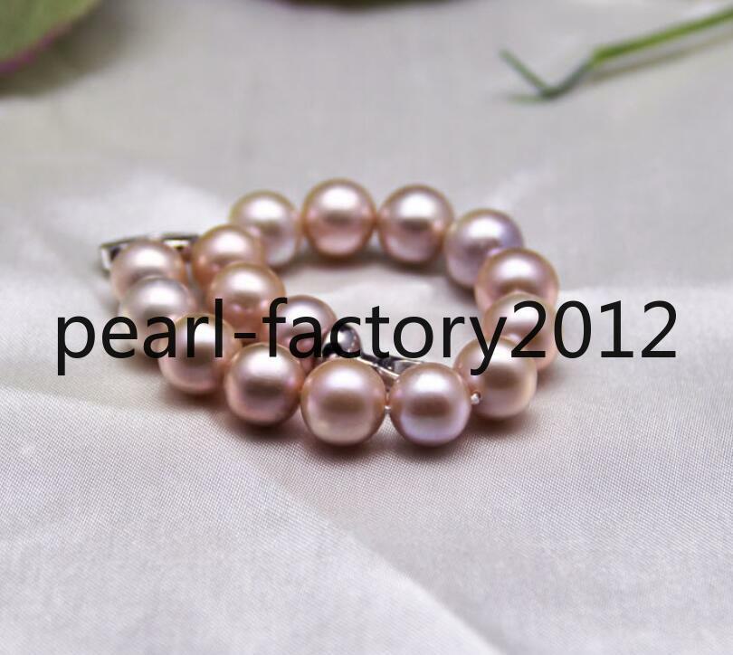bracelet 7.5-8” 7-8mm 8-9mm 9-10mm South sea purple round pearl 925 silver