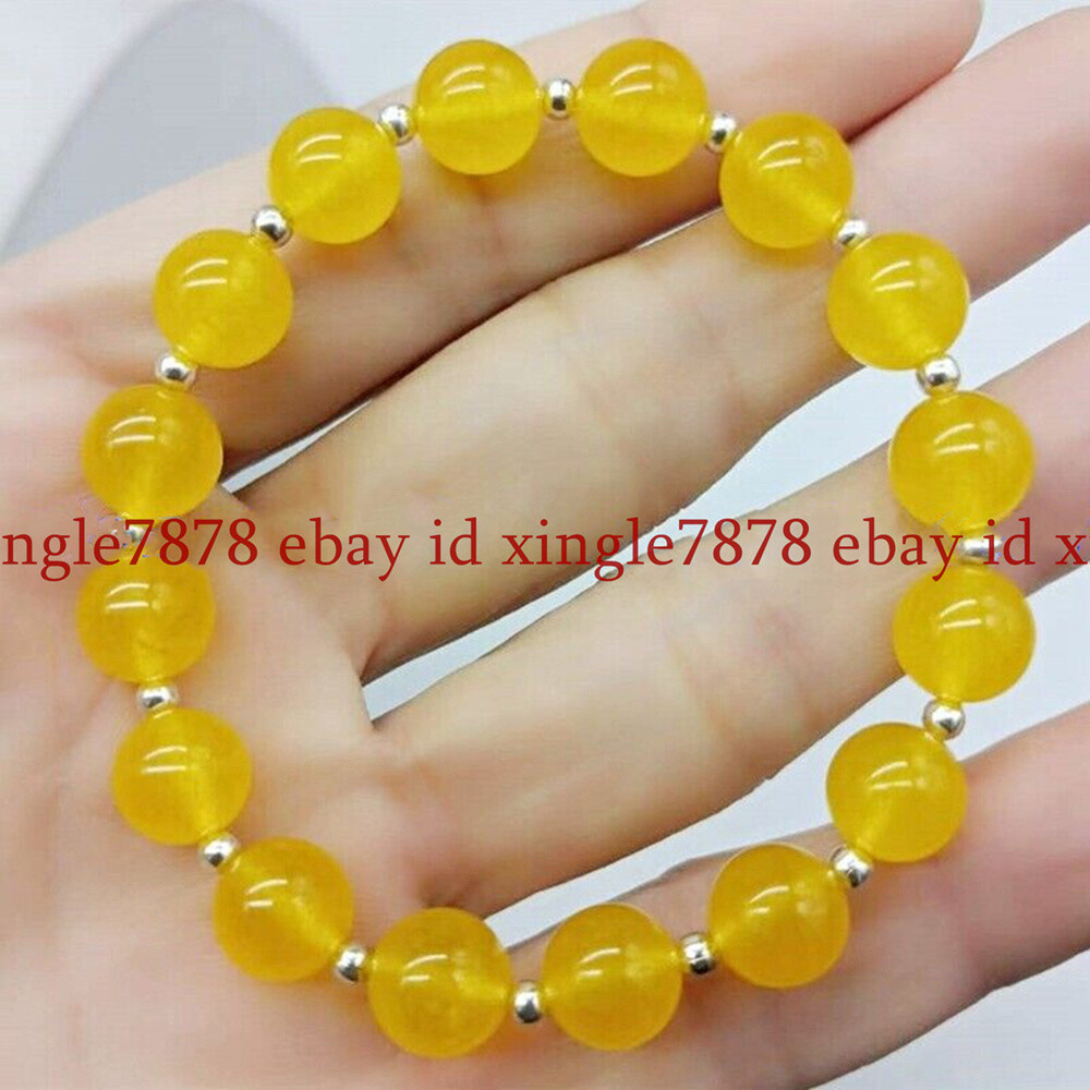 6/8/10/12mm Natural Yellow Topaz Round Gemstone Beads Stretchy Bracelet 7.5″ AAA