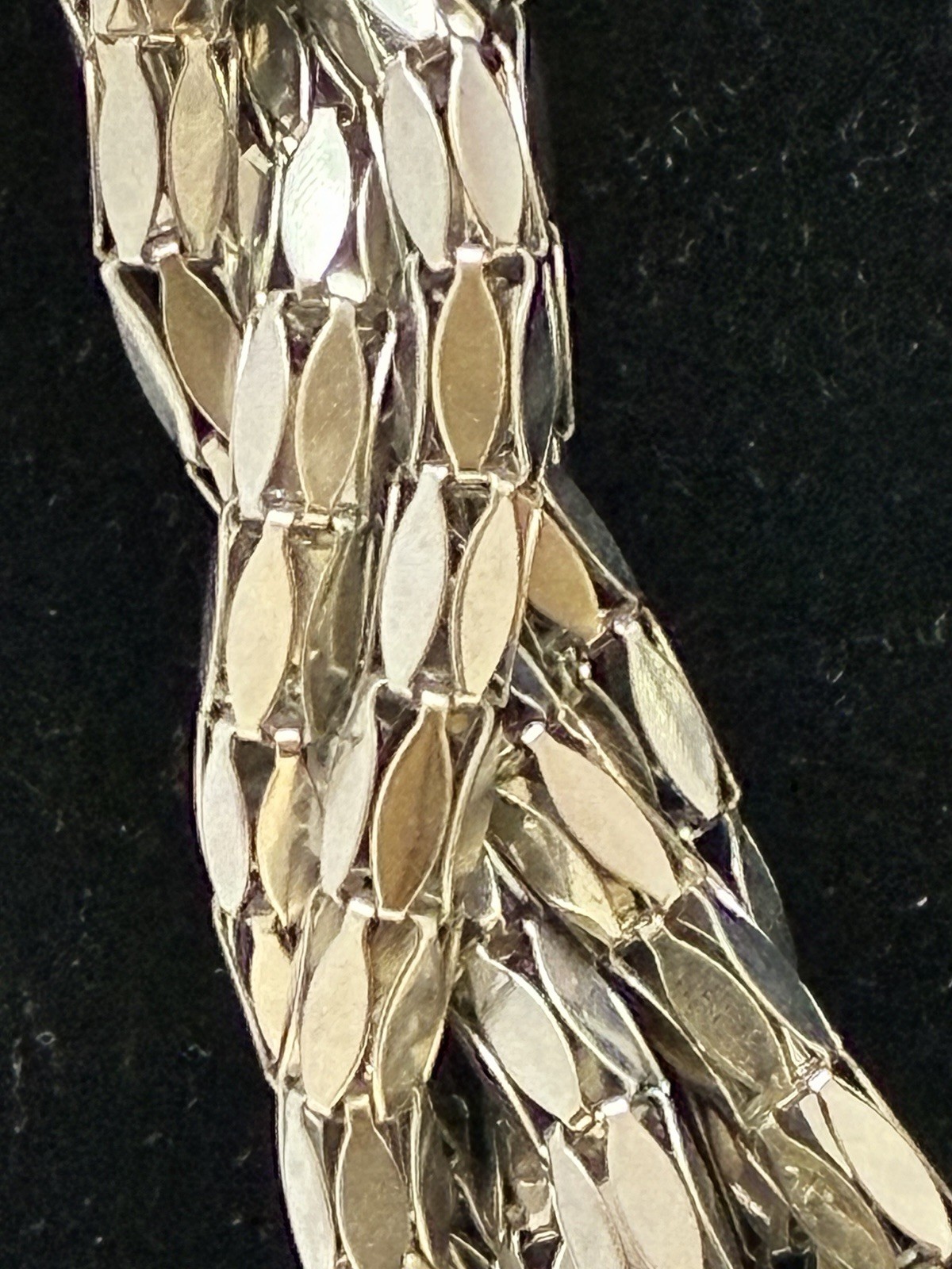 Vintage Multi Strand Braided Panther Mesh Statement Necklace Silvertone 24″